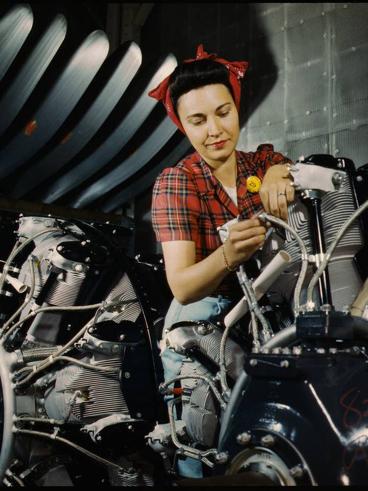 Woman Working on an Airplane Motor for wholesale by Print Collection