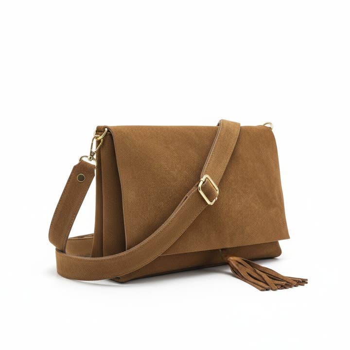 NEW LUNA Camel Suede Leather Bag for wholesale by ZEEN