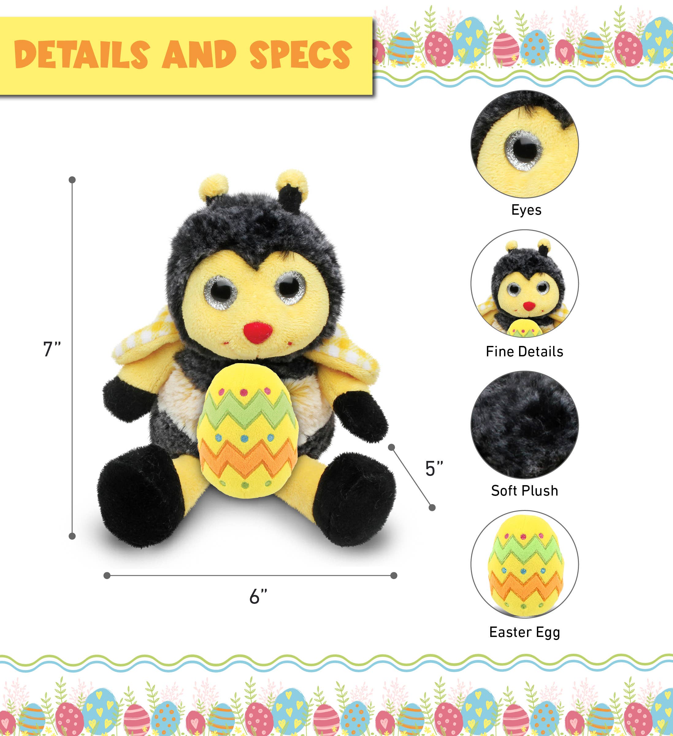 Cota Global – wholesale Fyllda/plyschleksaker - Barn och baby – Plysch Påskägg - Supermjuk Plysch - Sittande Bi2