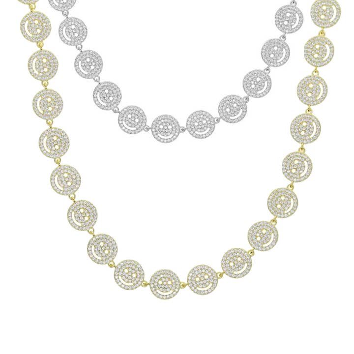 CZ Smiley Happy Face Choker Necklace for wholesale by KIKICHIC