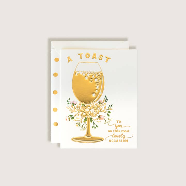 The First Snow - Wholesale Engagement Card - A Toast Gold Embossed Engagement Greeting Card