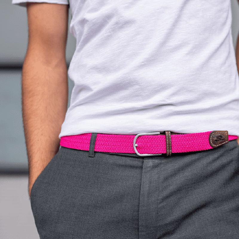 BILLYBELT - Vendita all'ingrosso Cintura - Unisex - Cintura intrecciata elastica rosa fucsia4