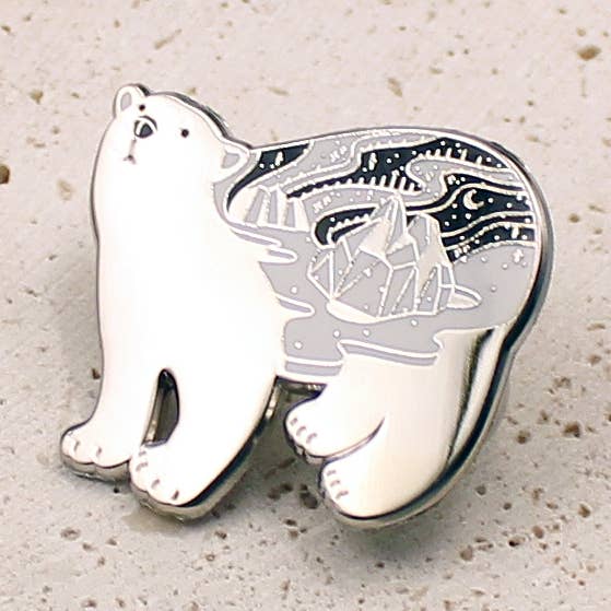 Polar Bear enamel pin for wholesale by sol&mar art co.