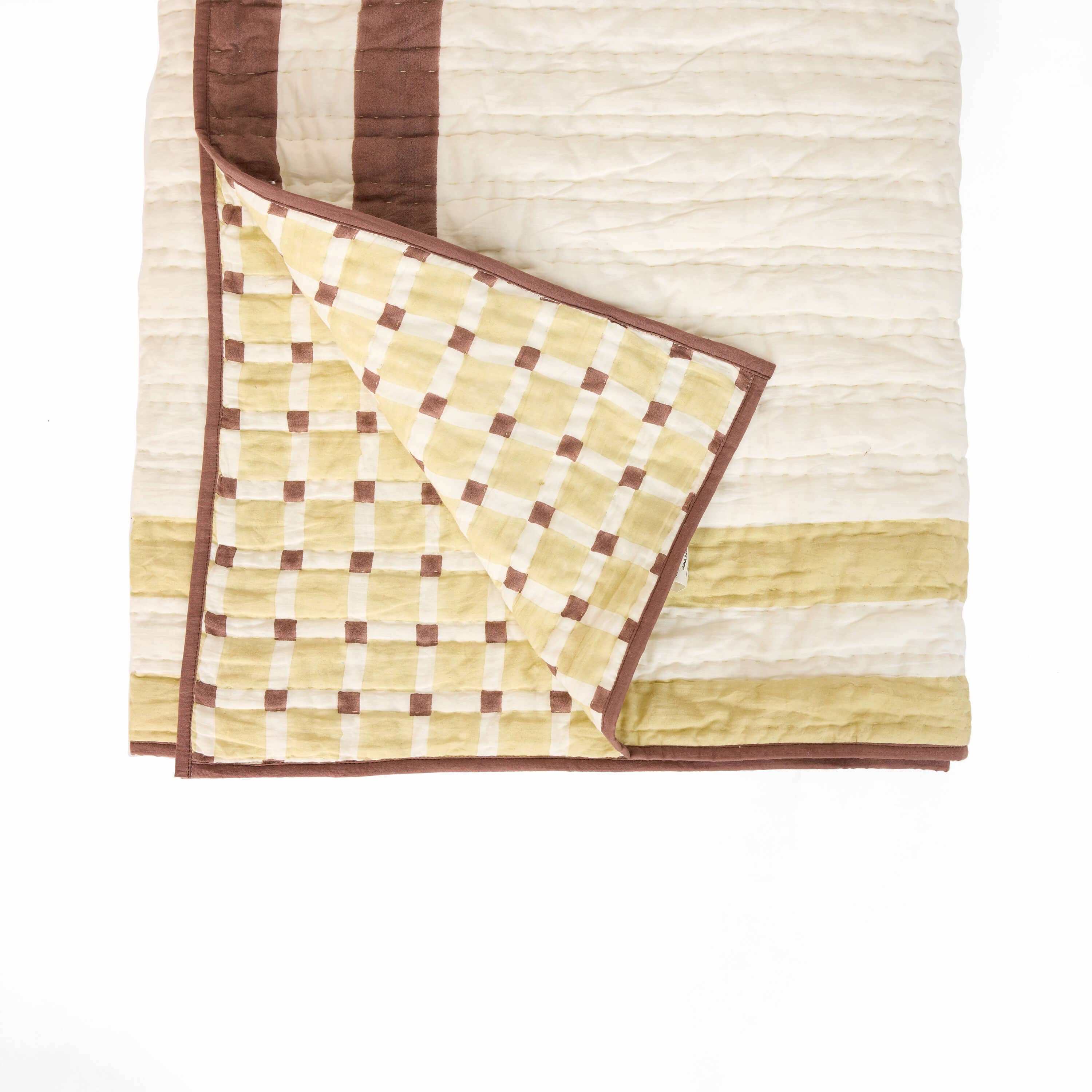 Craft Boat - Wholesale Quilt - BLOCK-PRINTED QUILT - SAGE GREEN CHECKERBOARD2