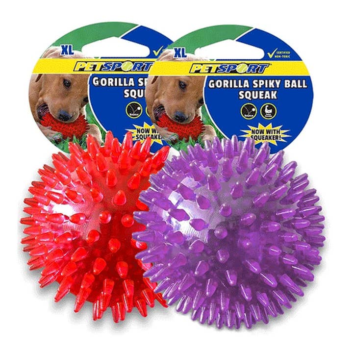 PETSPORT Gorilla Spiky Ball Squeak XL 5" for wholesale by King Wholesale Pet Goods