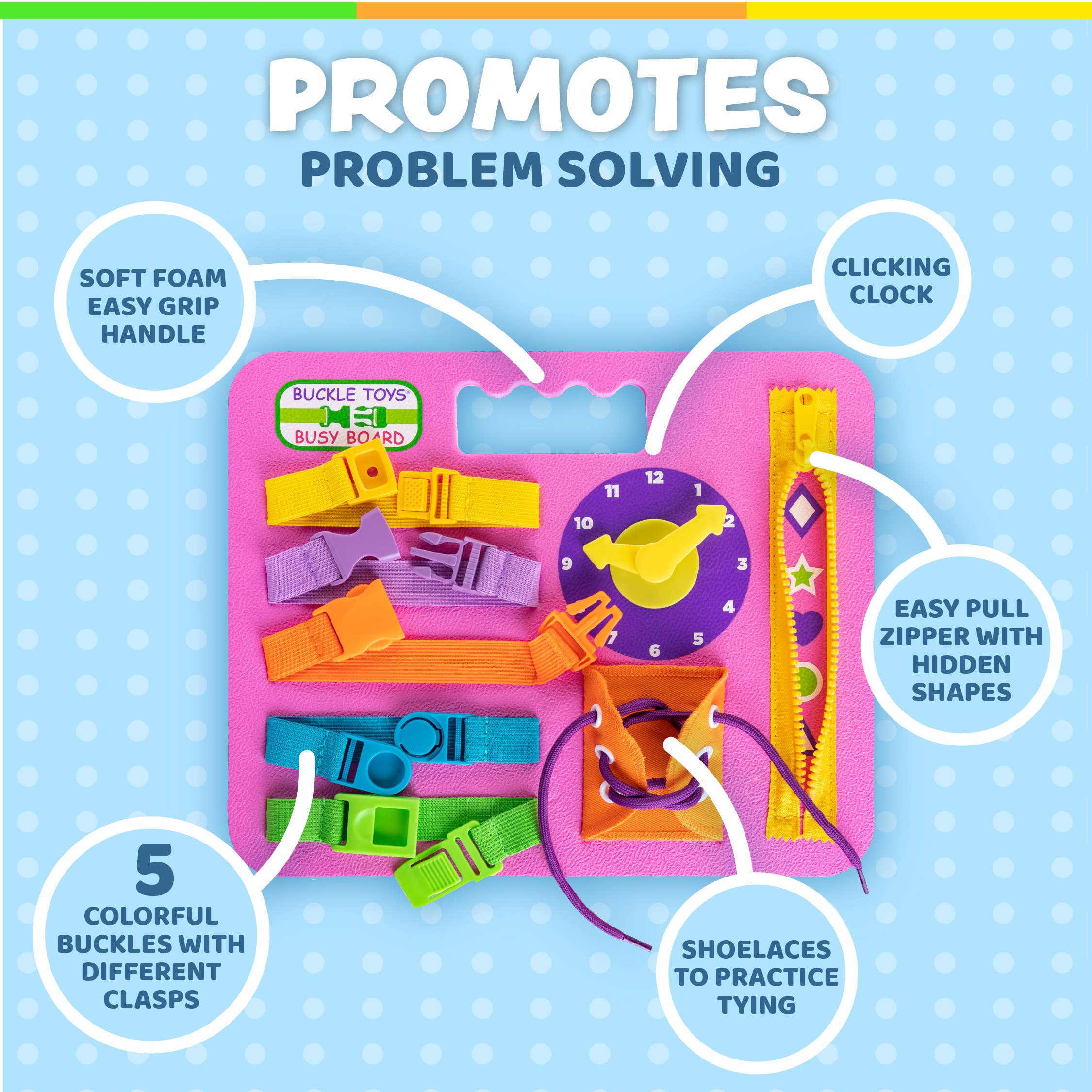 Buckle Toys - Wholesale Toy Set - Kids - Busy Board Pink2