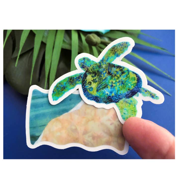 Sea Turtle and Beach Sand Ocean Water ~ 2 Piece Sticker Set for wholesale by Kathy's Impressions