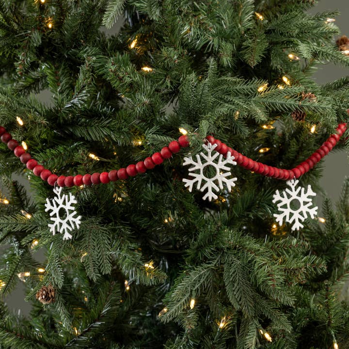 2,7 M SNÖFLINGEGIRLANG MED RÖDA TRÄPÄRLOR för wholesale av Ragon House