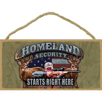 Homeland Security Starts Right Here 5" X 10" Wood Plaque for wholesale by SJT Enterprises, Inc.