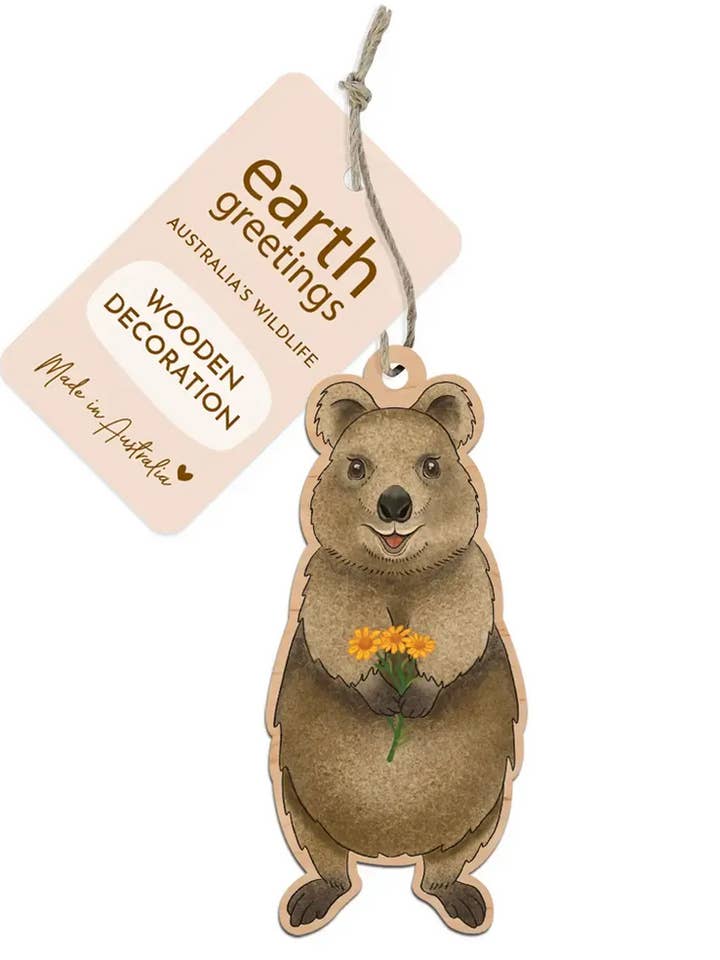 Holzdekoration - Lachender Quokka (6er-Pack) für den Großhandel von Earth Greetings