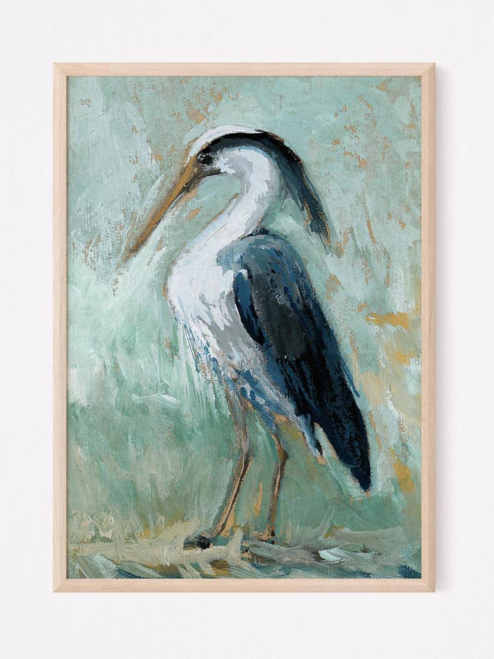 Darcy, Héron bleu une impression verticale pour la vente par Amanda Wathen Fine Art
