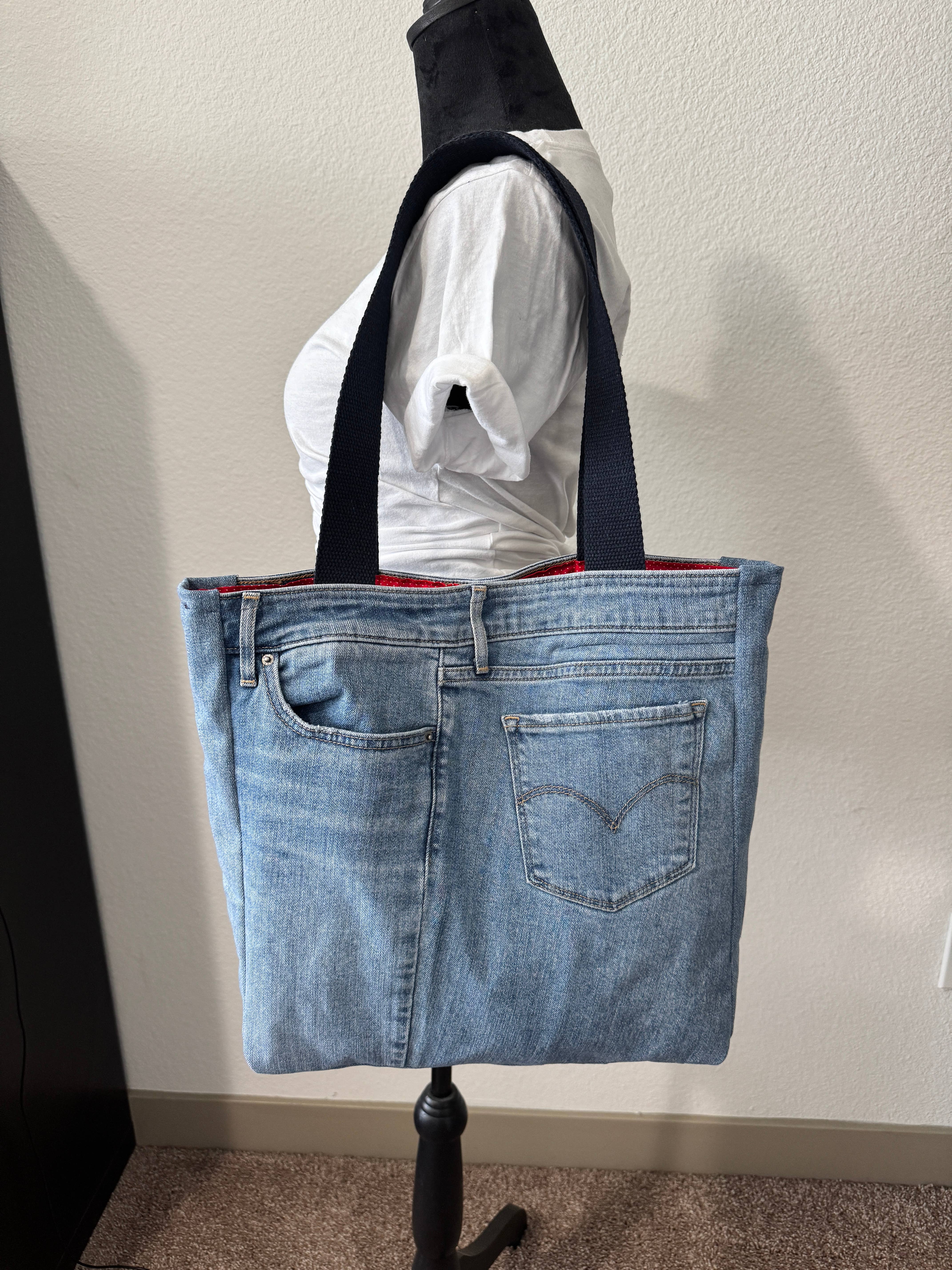 Indigo Bags - Wholesale Tote Bag - Women's - Levi's Upcycled Denim Tote Bag – red dots5