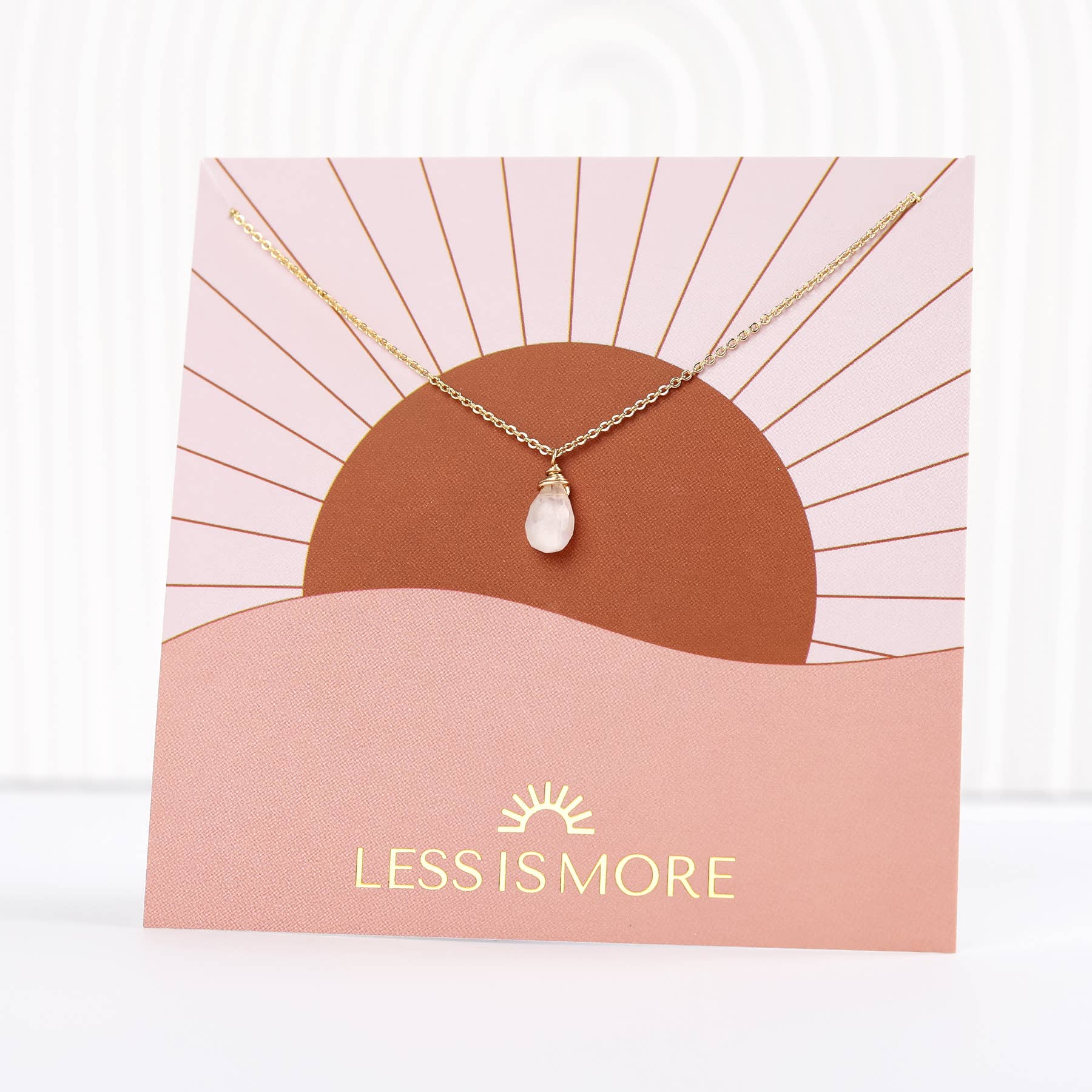 Less is More - Wholesale Pendant/Charm Necklace - Single Moonstone Drop Necklace (Gold or Silver)0