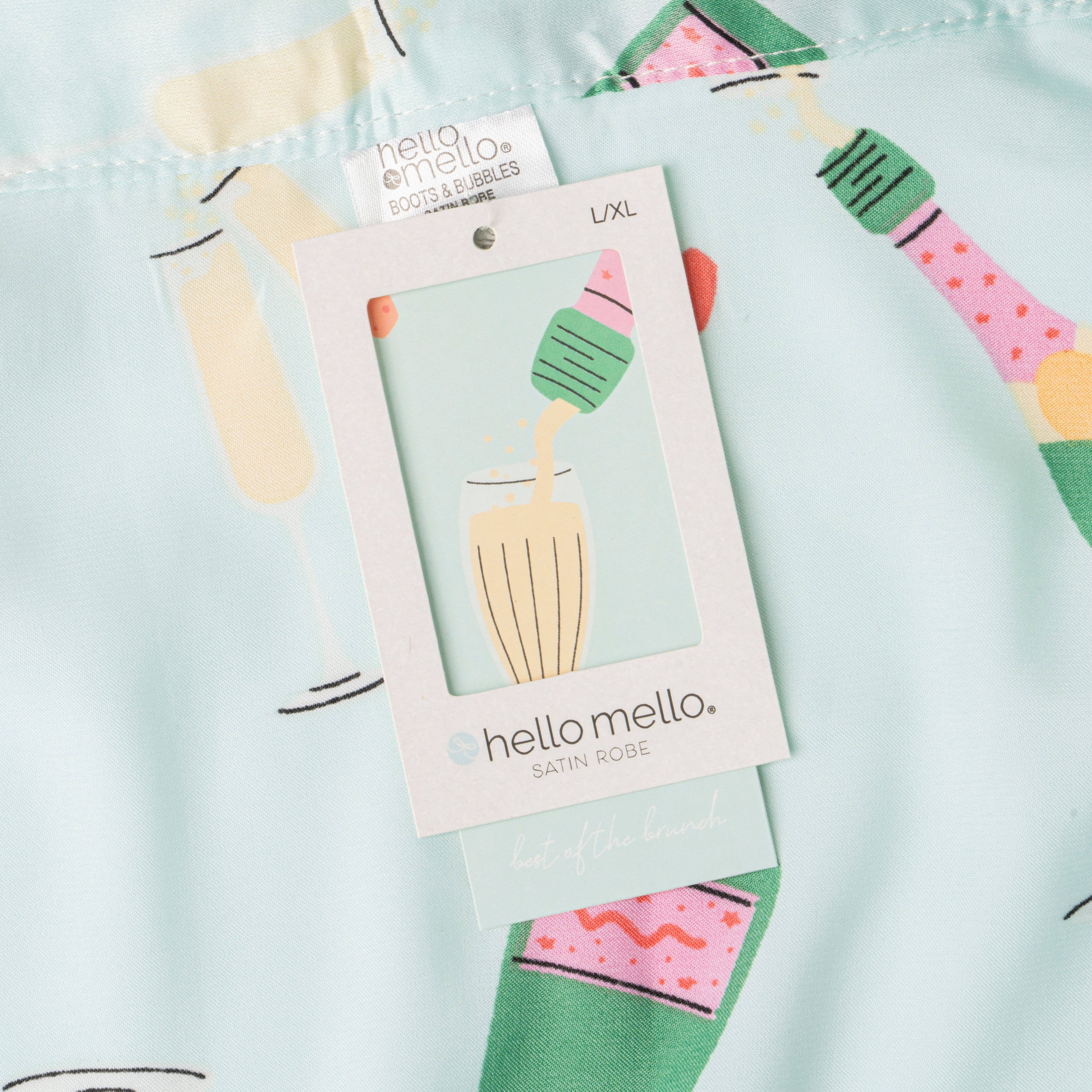 DM Merchandising - Wholesale Robe - Women's - Hello Mello Boots & Bubbles Satin Pajama Robe Open Stock9