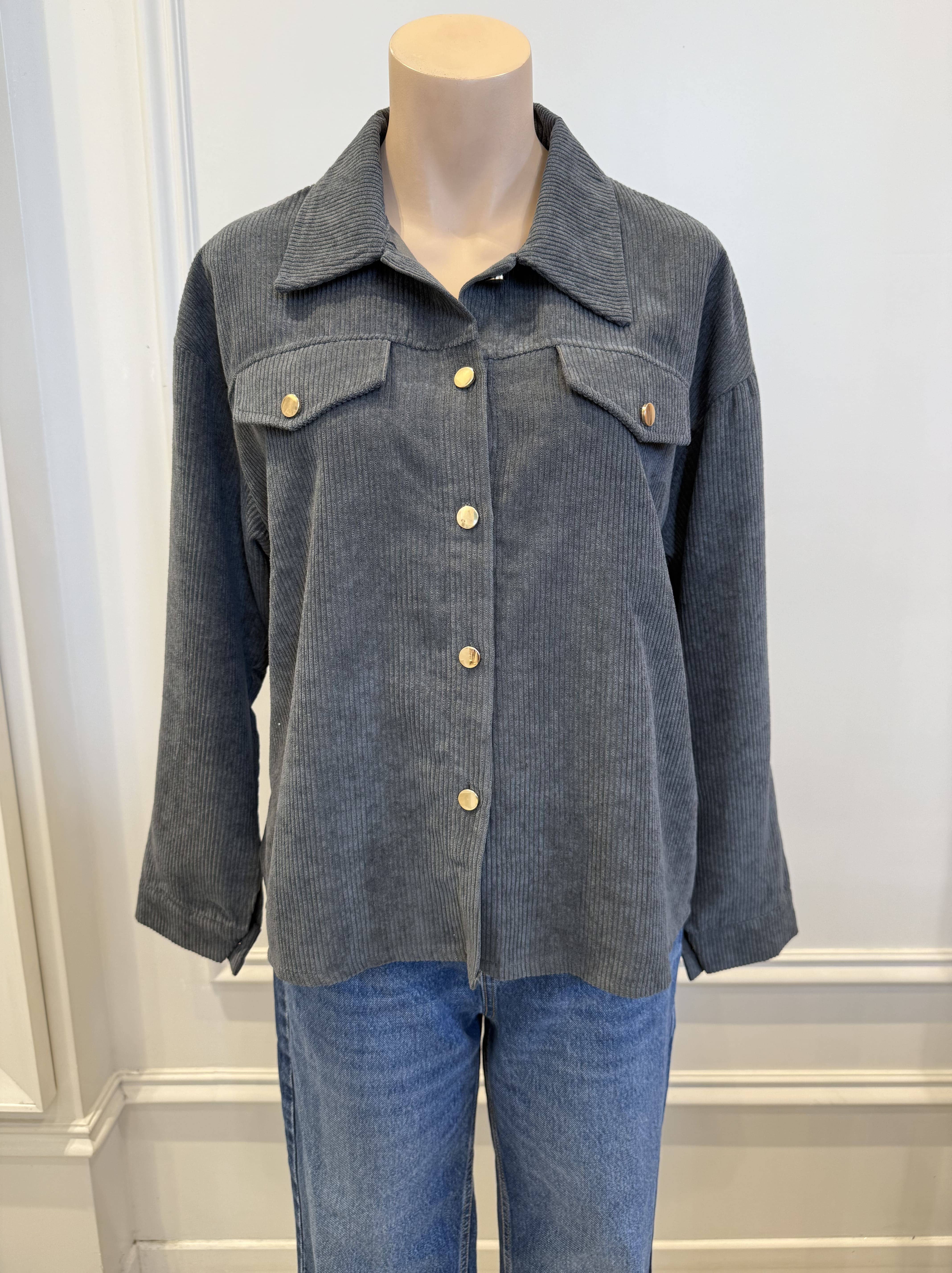 LOVIE & CO - Wholesale Outerwear - Maternity - Corduroy overshirt with patch pockets - 72926-LORIS0