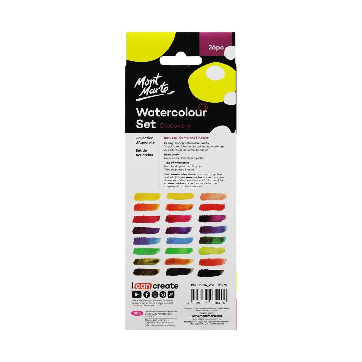 Mont Marte Usa, Inc. - Wholesale Watercolor Paint - Watercolor Painting Set Discovery 26pc1