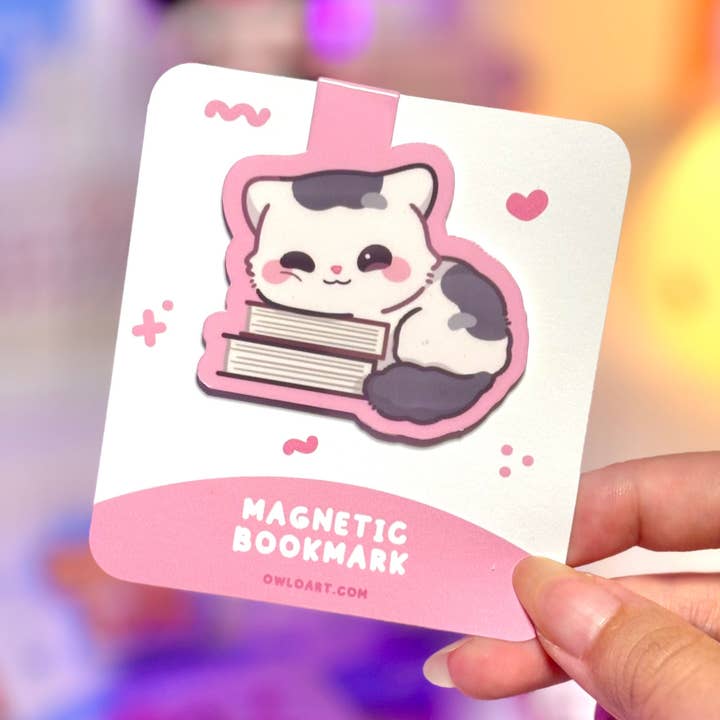 White cat Magnetic Bookmark for wholesale by owloArt