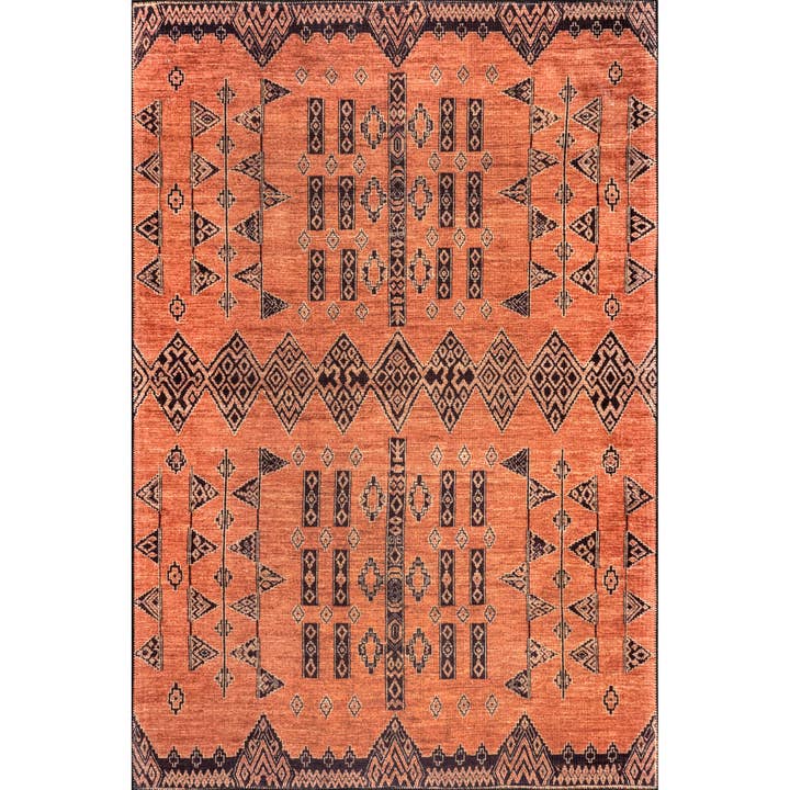 Rust Quincy Cotton-Blend Traditional Area Rug for wholesale on Faire3
