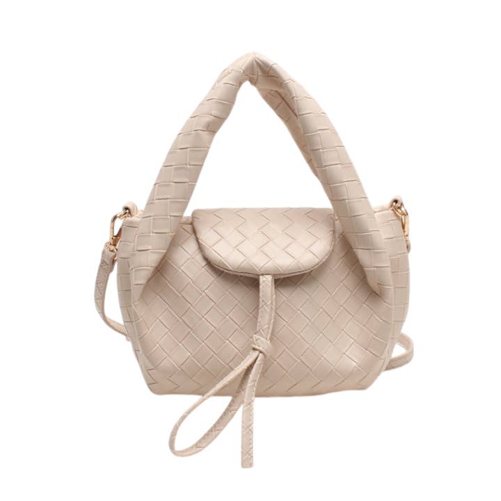 Schoudertas, buidel, klep, dubbele hengsels, gevlochten effect voor wholesale door BESTINI