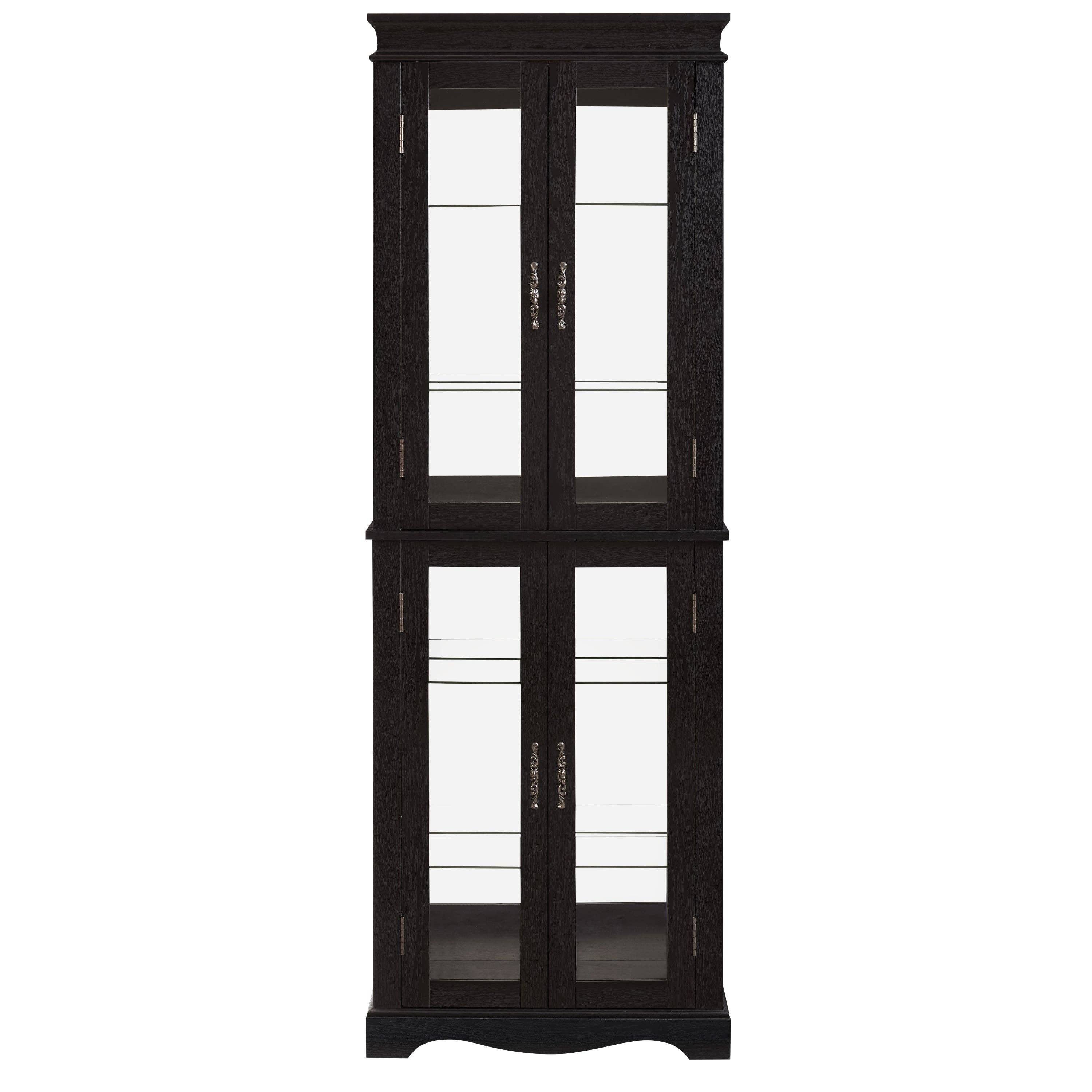 39F Inc. - Wholesale Cabinet - Lighted 6-Tier Glass Curio Display Cabinet with Wood Frame5
