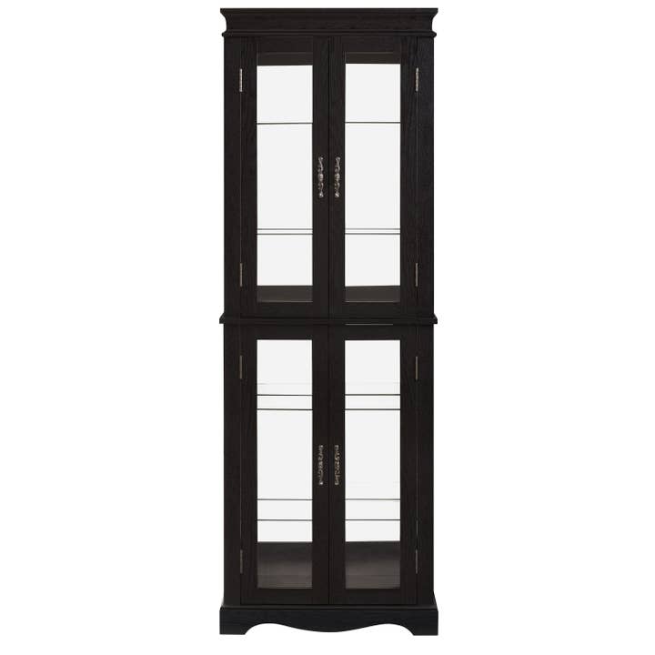 39F Inc. - Wholesale Cabinet - Lighted 6-Tier Glass Curio Display Cabinet with Wood Frame5