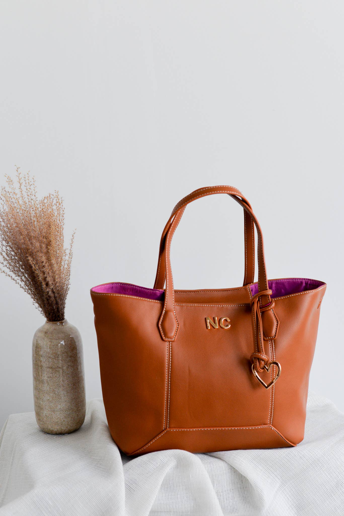 NOCO - Wholesale Tote Bag - Women's - Shopper Heart Stitching Camel1