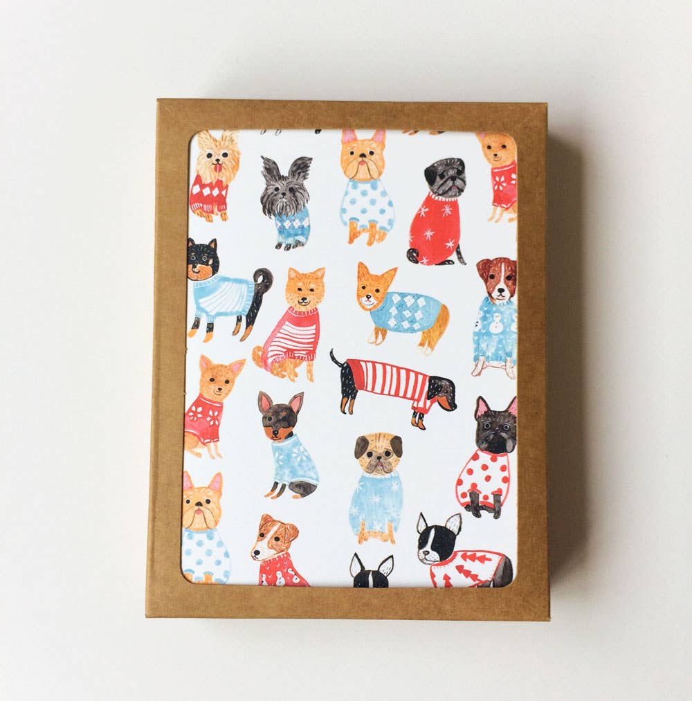 Honeyberry Studios - Vente Cartes de vœux saisonnières - Carte de vœux de Noël Dogs in Sweater5