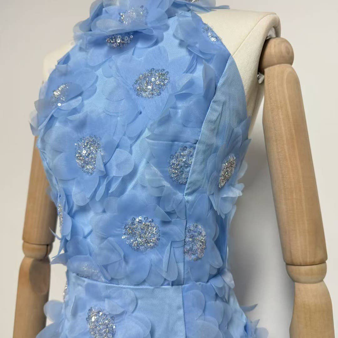 Productseeker - Wholesale Dress - Women's - DR751Y Halter Neck Sequin 3D Floral Backless Mini Dress21