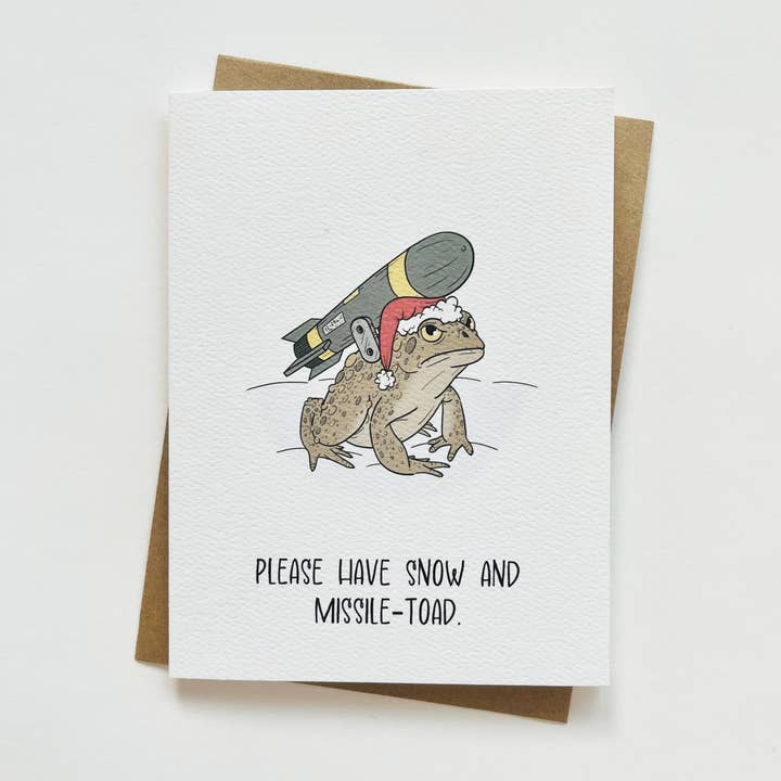 Funny Toad Christmas Greeting Card for wholesale by Little Cowboy Cards