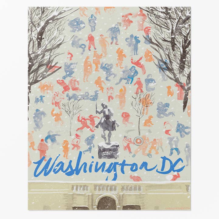 Snowfight at Meridian Hill/Carte postale Malcom X Park pour la vente par The Culture Curious