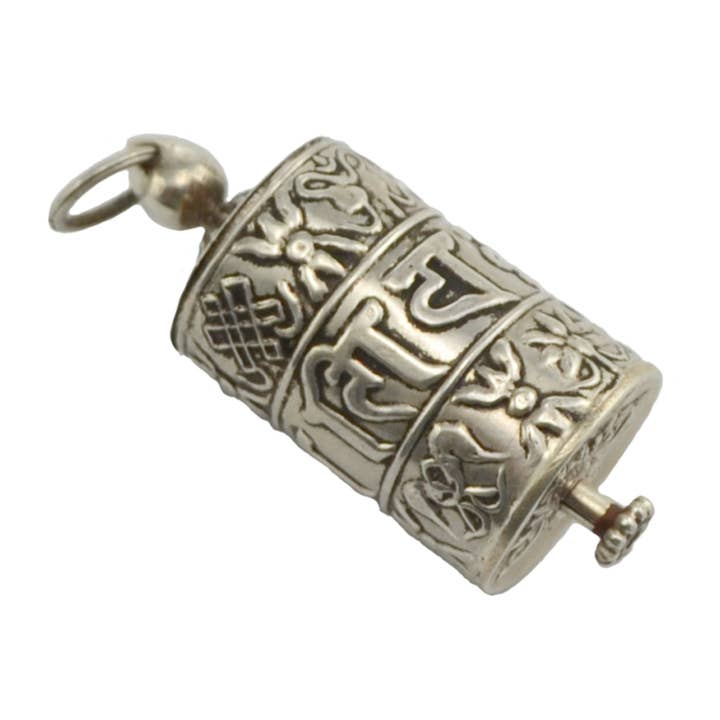 Didi Bahini Fair Trade - Wholesale Individual Charm/Pendant - Prayer Wheel Silver Pendant2