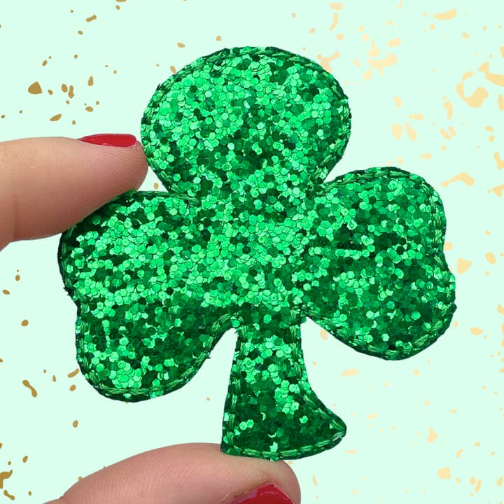 GLITTER SHAMROCK IRON-ON PATCH for wholesale by Urban Clay