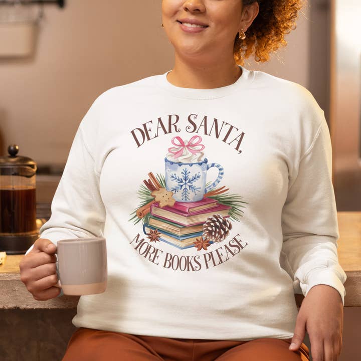 Lieber Weihnachtsmann, mehr Bücher bitte Crewneck-Sweatshirt für den Großhandel von Lucky Luna Apparel
