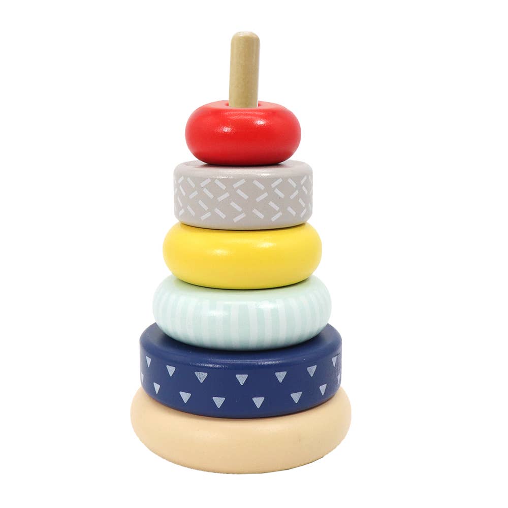 Leo & Friends - Wholesale Stacking Rings Game - Baby - Leo & Friends Wooden Stacking Toys, 6 Wooden Rings6