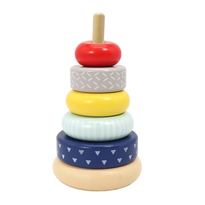 Leo & Friends - Wholesale Stacking Rings Game - Baby - Leo & Friends Wooden Stacking Toys, 6 Wooden Rings6