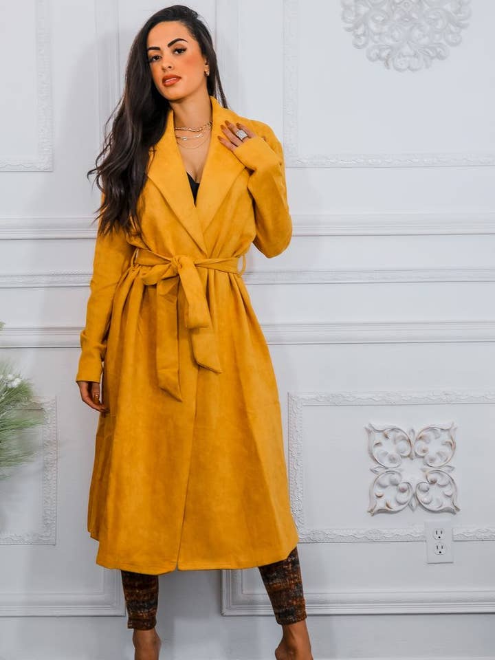 Kimberly Faux Suede Long Coat for wholesale by SurelyMine