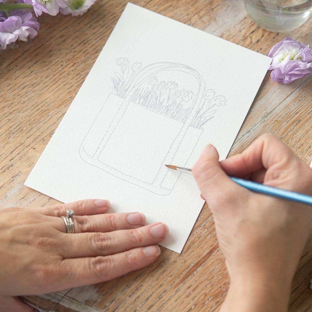 Finding Silver Pennies - Wholesale Paint Set - Paintable Watercolor Flat Note Cards Flowers | Art Kit4