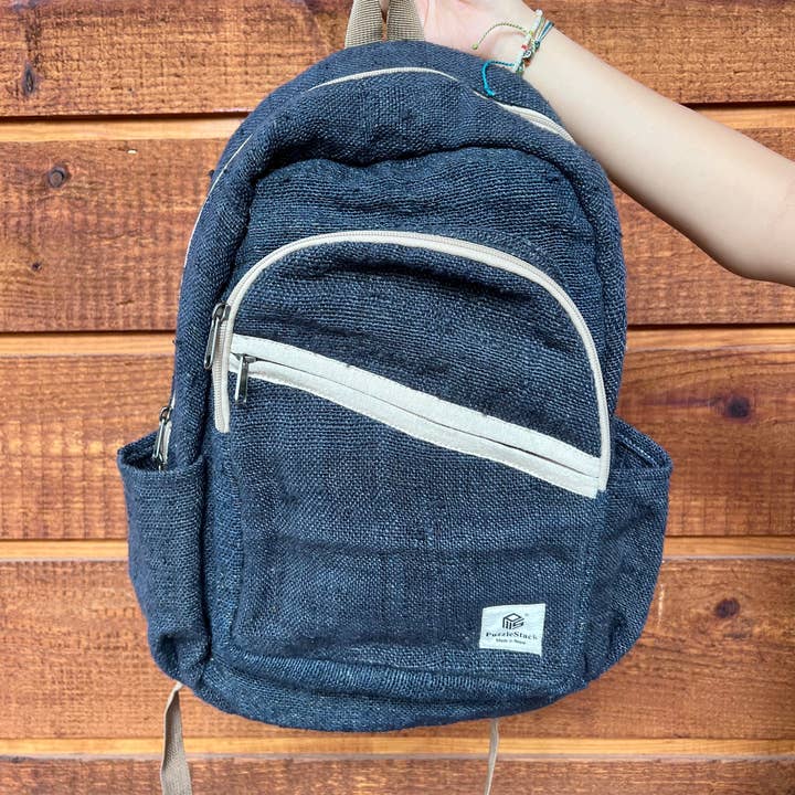 PuzzleStack – wholesale Backpack – Women's – Blue Kumari Pure Hemp Backpack