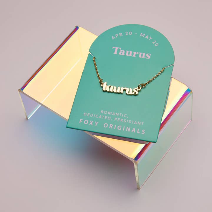 Zodiac Taurus Script Necklace | Horoscope Accessories for wholesale by Foxy Originals