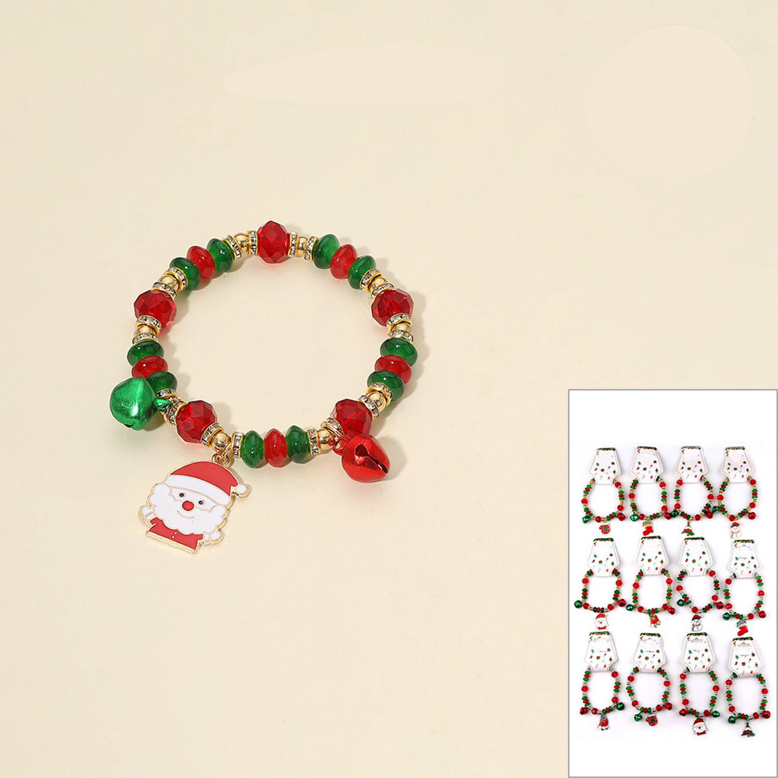 Loogai - Wholesale Beaded Bracelet - Kids - Santa Charm Beaded Stretch Bracelets For Kids - Assorted0