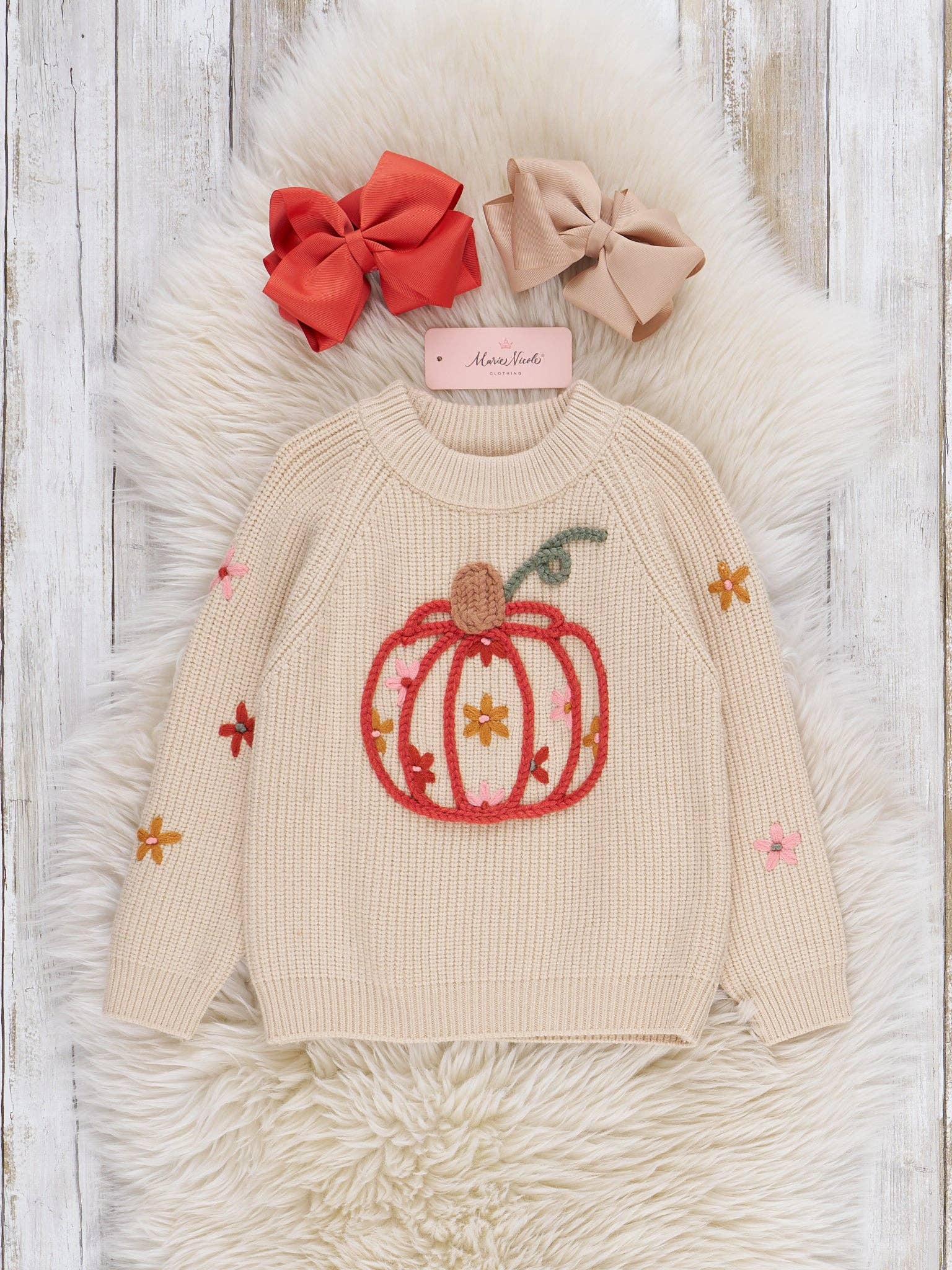 Marie Nicole Clothing - Wholesale Knit Sweater - Kids - Cozy Pumpkin Spice Sweater0