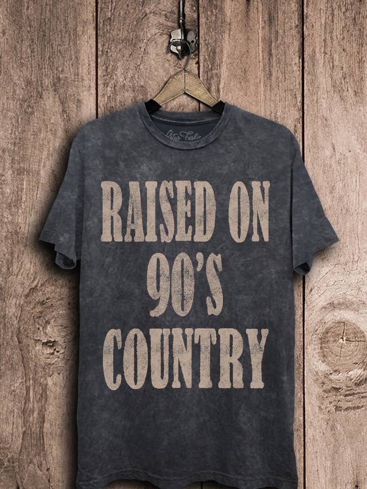 Raised on 90s Country Graphic Top for wholesale by Lotus Fashion Collection