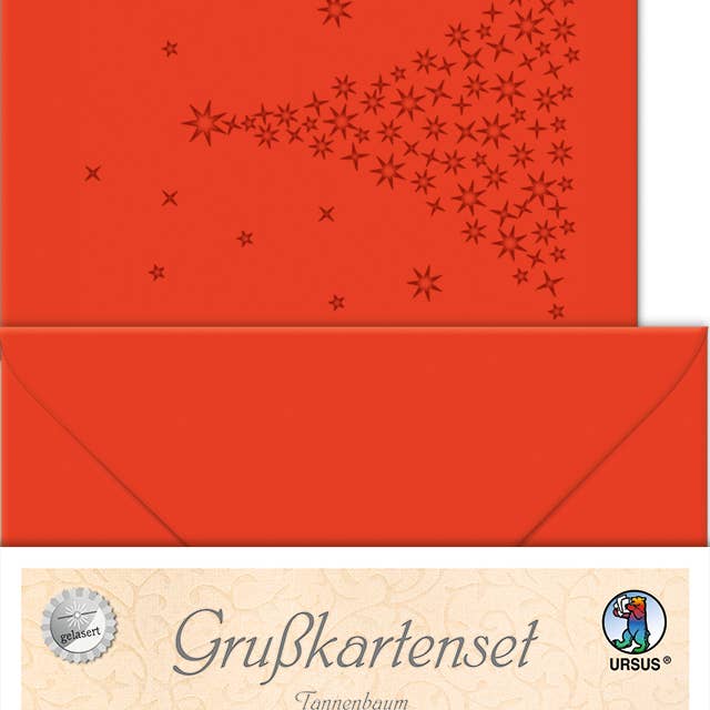 Tarjetas de felicitación grabadas a láser «Árbol de Navidad», rojo rubí para venta al por mayor de URSUS® / Buntpapierfabrik Ludwig Bähr GmbH & Co. KG