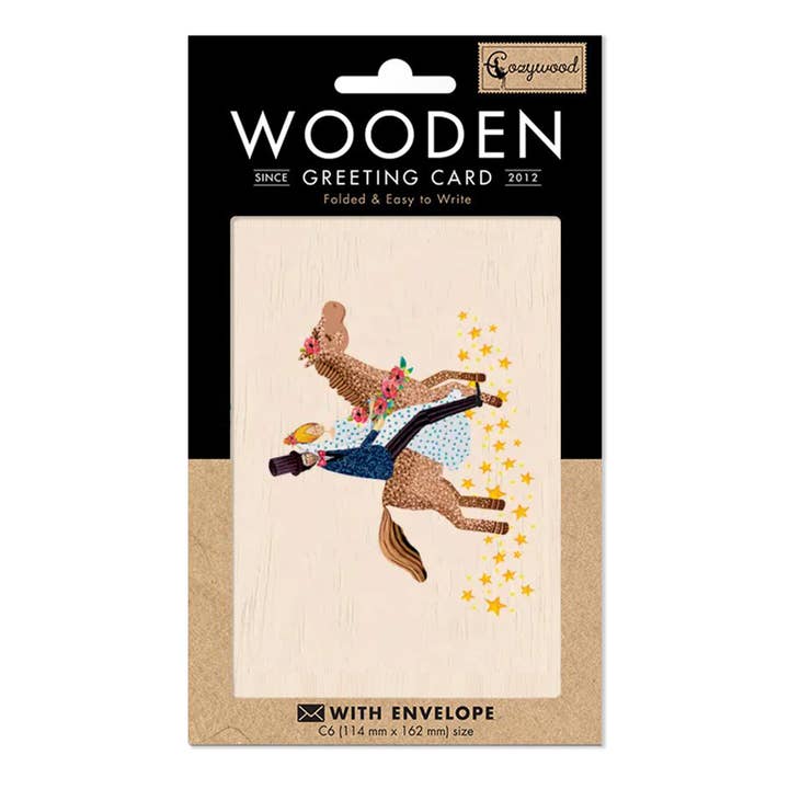 Bruiloft paard bruiloft houten wenskaart voor wholesale door Cozywood
