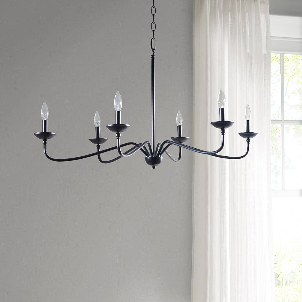 Olliix - Wholesale Chandelier/Hanging Light - 6-Light Matte Black Farmhouse Industrial Chandelier1