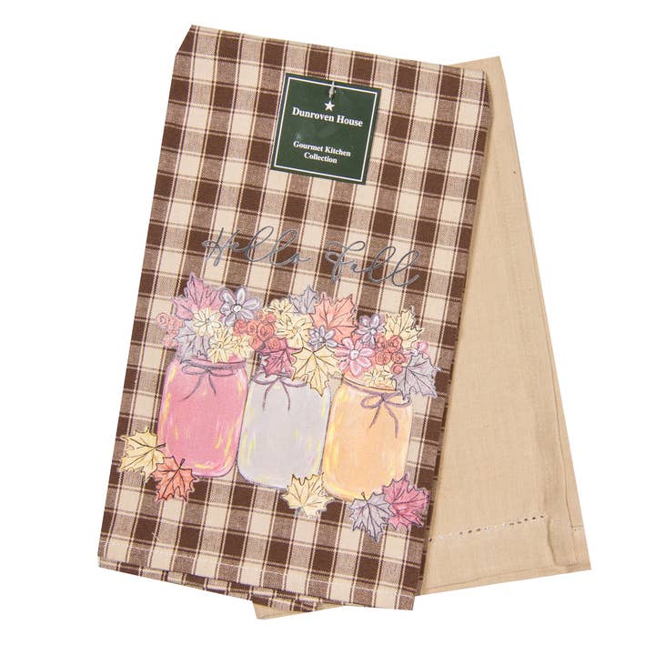 Set di due asciugamani - Barattoli Mason Hello Fall per la vendita all'ingrosso da parte di Dunroven House