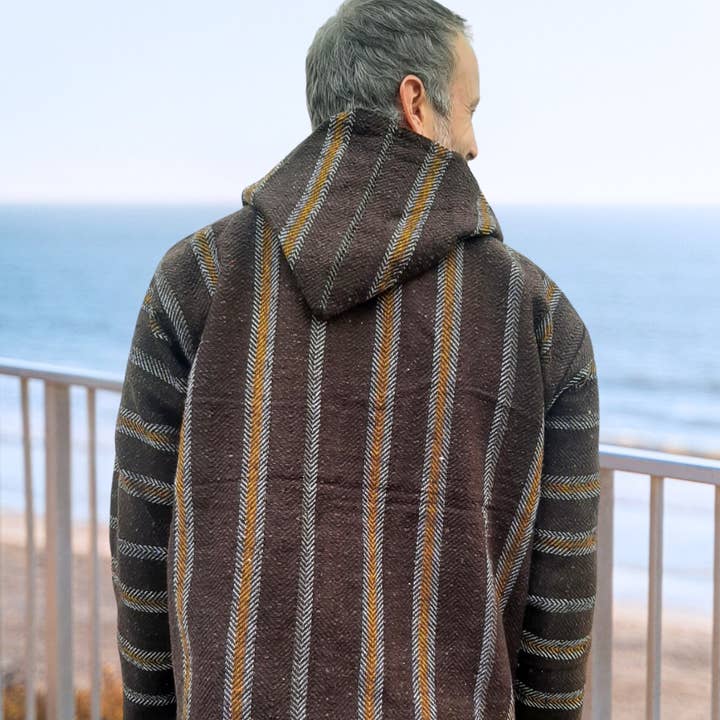 West Path - Wholesale Hoodie - Unisex - Baja Hoodie Mexican Poncho - Soft Hooded Sweater - Brown