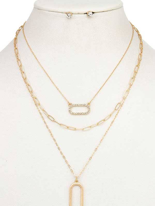 LAYERED CUT OUT PENDANT NECKLACE SET 874 for wholesale by anbfashion