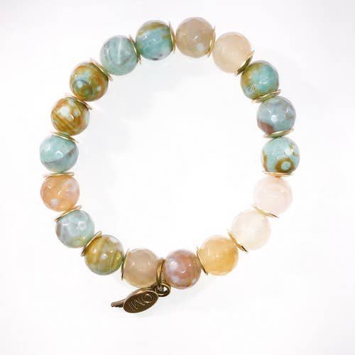 Mint Creamy Agate With Gold Spacers 10mm for wholesale by omibeads