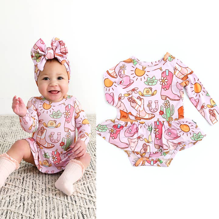 Gigi and Max – wholesale Tutu - Barn – Lainey Rosa Western Tutu Bebisdräkt med Tryckknappar